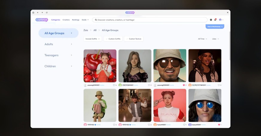La plateforme Canvas avec les créations de la communauté.