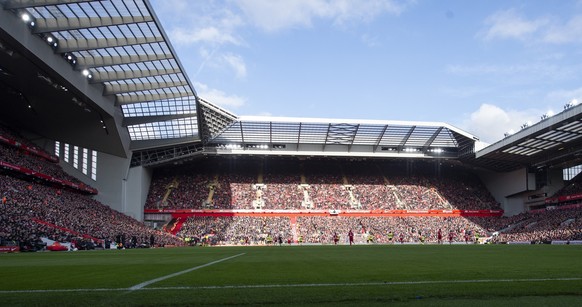 epa11142831 Liverpool opened the new Anfield Road stand making capacity over 60,000 during the English Premier League match between Liverpool and Burnley in Liverpool , Britain, 10 February 2024. EPA/ ...