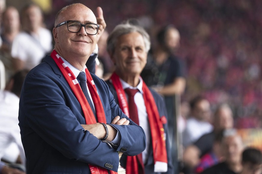 Le conseiller fédéral Martin Pfister, ici lors d'un match de la Coupe de Suisse à Berne, le 1er juin 2025.