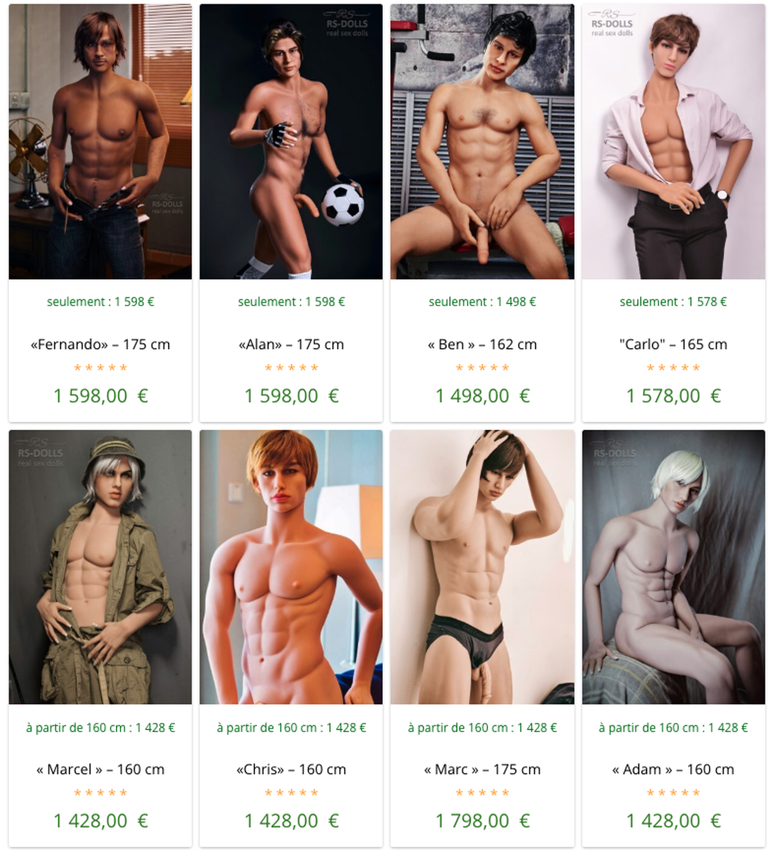 Voici des poupées sexuelles masculines