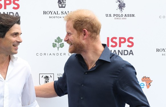 SINGAPORE, SINGAPORE - AUGUST 12: Nacho Figueras, Sentebale Ambassador and Prince Harry, Duke of Sussex, Co-Founding Patron of Sentebale, pose for a photo during the Sentebale ISPS Handa Polo Cup on A ...