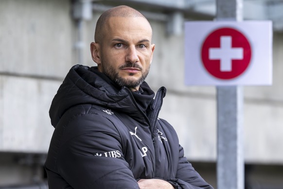 Switzerland's soccer coach Luigi Pisino, react, during the first round qualifyer for the UEFA U19 Euro 2027 soccer match between Hungary National team U-18 and Switzerland National team U-18 at t ...