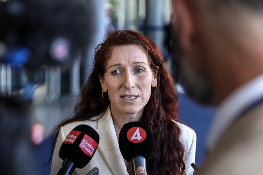 epa10559851 Lise Klaveness, President of the Football Association of Norway and candidate for member position in the UEFA Executive Committee, talks to the press at the 47th Ordinary UEFA Congress in  ...