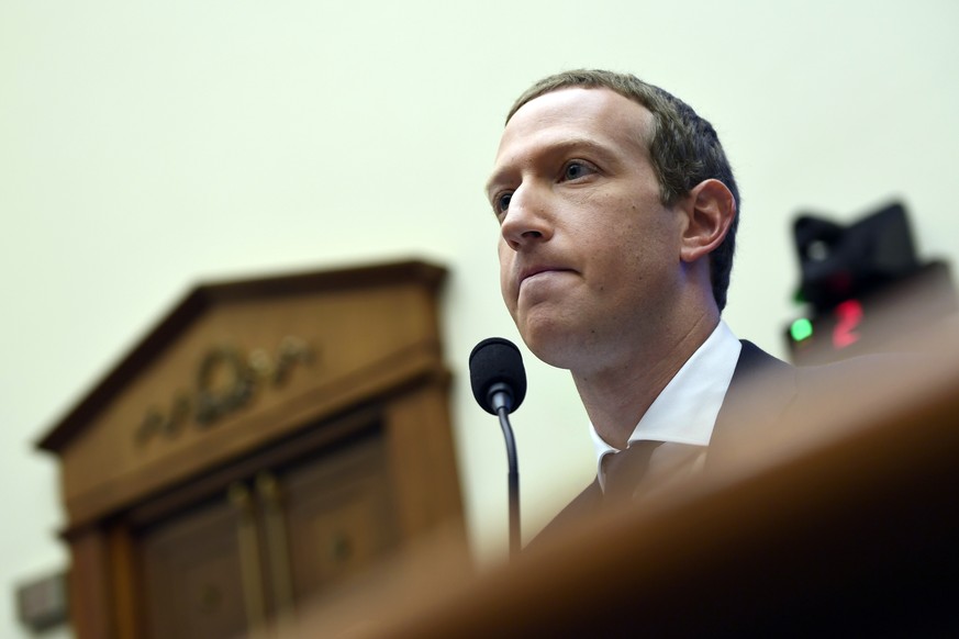 FILE - In this Oct. 23, 2019, file photo, Facebook Chief Executive Officer Mark Zuckerberg testifies before the House Financial Services Committee on Capitol Hill in Washington. Facebook&#039;s quasi- ...