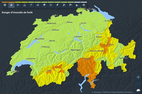 Danger d'incendie Suisse.