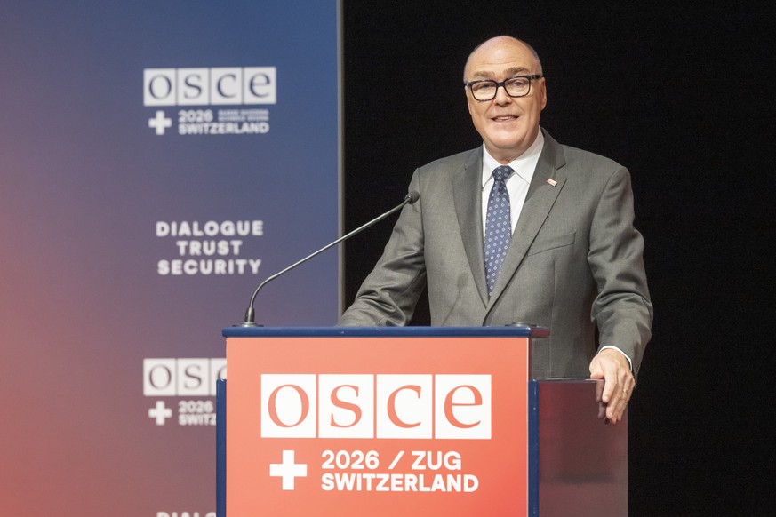 Swiss Federal Council Martin Pfister at his speech at the opening of the OSCE conference of ,De-escalation in cyberspace - mediation and preventive diplomacy, at the Casino Zug on Tuesday, 29. Septemb ...
