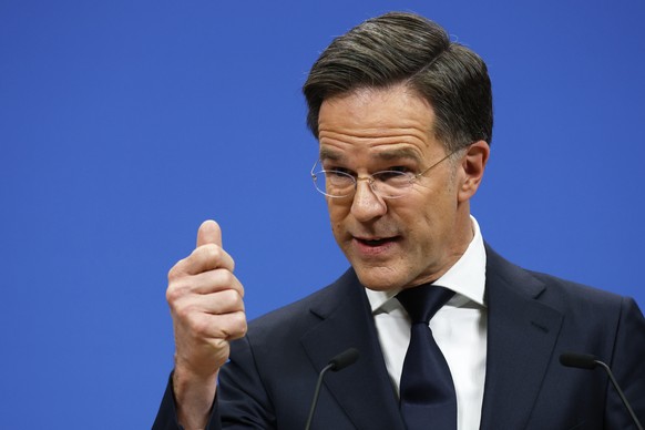 NATO Secretary General Mark Rutte speaks during a media conference ahead of a meeting of NATO defense ministers at NATO headquarters in Brussels, Wednesday, Feb. 12, 2025. (AP Photo/Omar Havana)