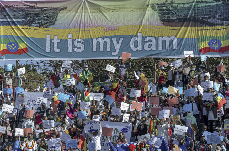 En mai 2021, les Ethiopiens protestaient contre la pression internationale exercée sur leur gouvernement en raison de la construction du barrage.