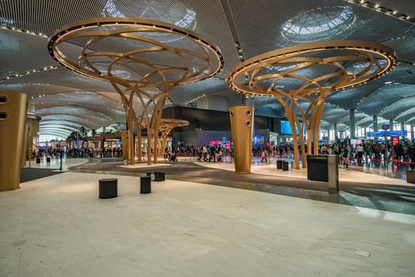 Interior design of the departure hall in the new Istanbul Airport Istanbul Istanbul Province Turkey Reise FB_2019_5226