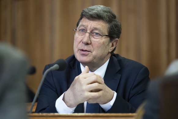 Mauro Poggia, MCG-GE, spricht waehrend der Debatte um die Unterstuetzung der Opfer der Brandkatastrophe von Crans-Montana vom 1. Januar 2026, an der Fruehjahrssession der Eidgenoessischen Raete, am Mi ...