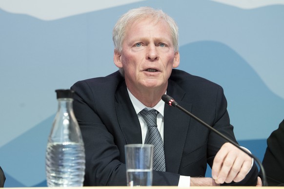 Claudio Zali State Councillor of the Canton Ticino during the Press conference on the referendum of 28 September 2025 on Wednesday, 15 April 2026 at the Palazzo delle Orsoline in Bellinzona. In Septem ...