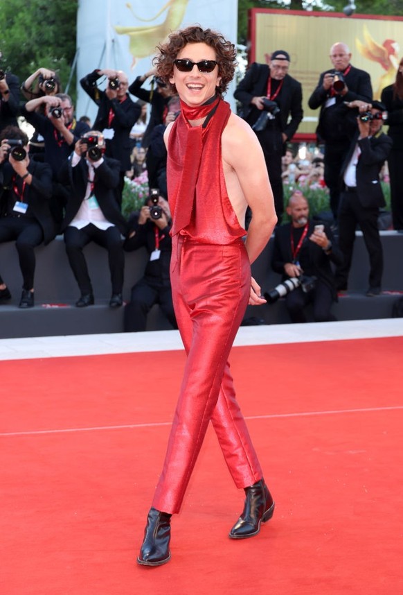 Timothee Chalamet attends the &quot;Bones And All&quot; red carpet at the 79th Venice International Film Festival on September 02, 2022 in Venice, Italy.