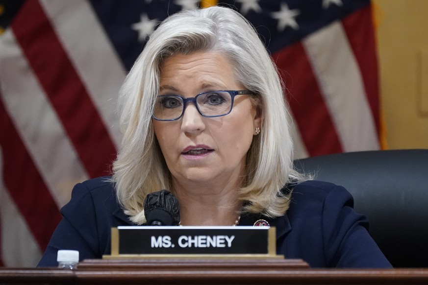 FILE - Vice Chair Liz Cheney, R-Wyo., speaks as the House select committee investigating the Jan. 6 attack on the U.S. Capitol holds a hearing at the Capitol in Washington, June 28, 2022. Cheney&#039; ...