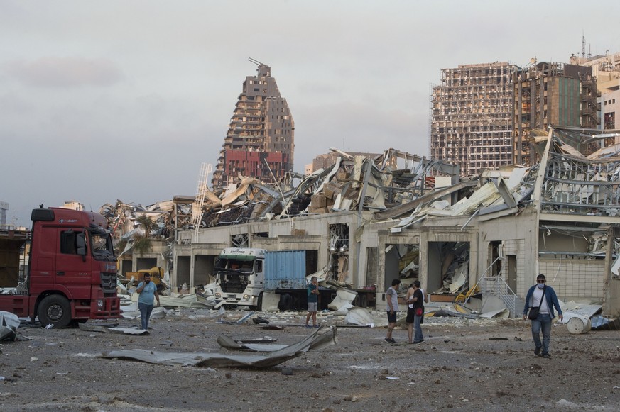 BEIRUT, LEBANON - AUGUST 4: Damaged buildings are seen after a fire at a warehouse with explosives at the Port of Beirut led to massive blasts in Beirut, Lebanon on August 4, 2020. A large number of p ...