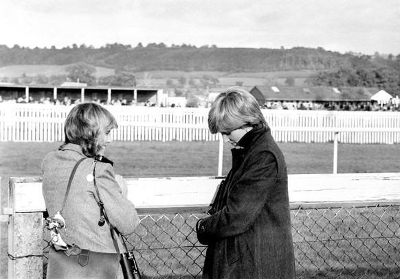 Camilla Parker-Bowles (left) and Lady Diana Spencer (later the Princess of Wales) at Ludlow racecourse to watch the Amateur Riders Handicap Steeplechase in which the Prince was competing. (Photo by PA ...