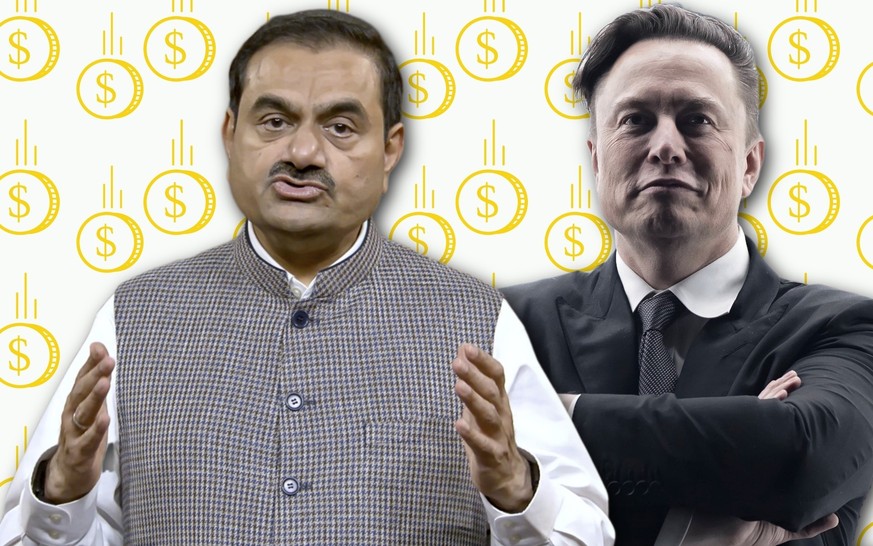Gautam Adani, Elon Musk und das schwindende Vermögen.