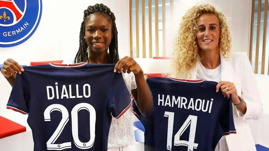 Soupçonnée d'avoir orchestré l'agression de sa coéquipière au PSG Kheira Hamraoui, Aminata Diallo (à gauche) a été relâchée par les enquêteurs. Ils sont désormais sur une autre piste, qui exclue l'imp ...