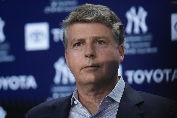 FILE - New York Yankees&#039; owner Hal Steinbrenner attends a news conference at Yankee Stadium, Wednesday, Dec. 21, 2022, in New York. Hal Steinbrenner questioned current and former players along wi ...
