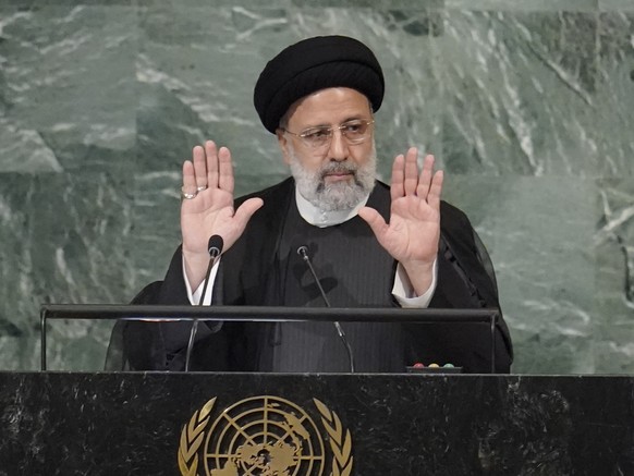 President of Iran Seyyed Ebrahim Raisi addresses the 77th session of the United Nations General Assembly, Wednesday, Sept. 21, 2022 at U.N. headquarters. (AP Photo/Mary Altaffer)