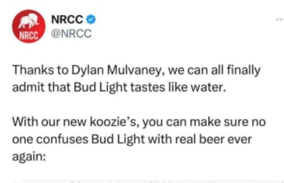 «Merci Dylan Mulvaney, on peut tous enfin admettre que Bud Light a le goût de flotte. Vous pouvez vous assurer que plus jamais personne ne confondra Bud Light avec de la vraie bière.»