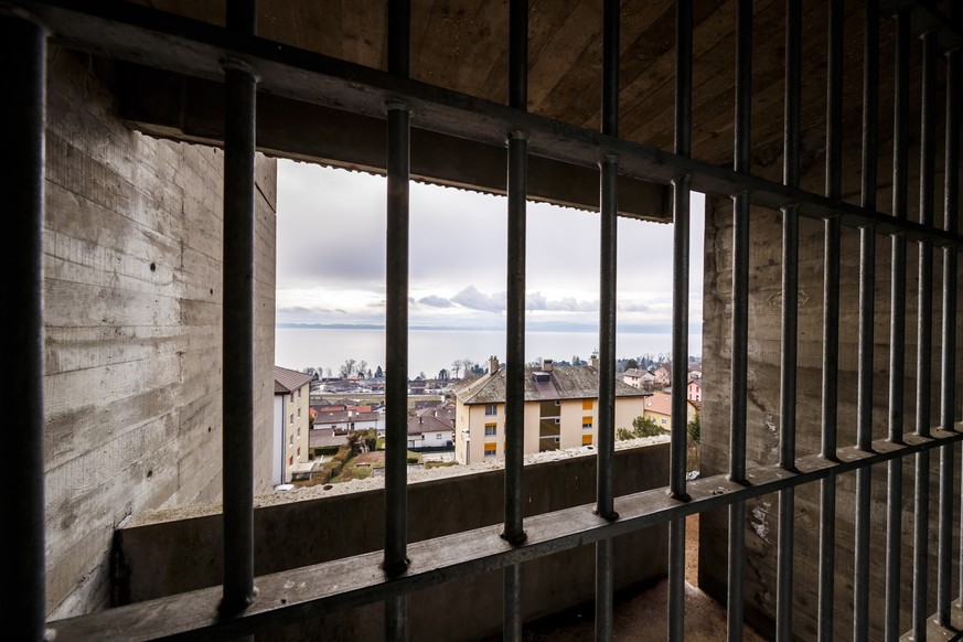 La vue d'une cellule de la prison est photographiee lors d'une visite de presse a l'occasion de l'inauguration de l'etablissement d'execution des peines de Bellevue, EEPB ...