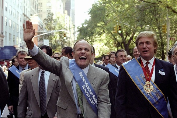 UNITED STATES - SEPTEMBER 18: Mayor Rudy Giuliani leads the annual Steuben Day Parade on Fifth Ave. with Grand Marshall Donald Trump. (Photo by Evy Mages/NY Daily News Archive via Getty Images)