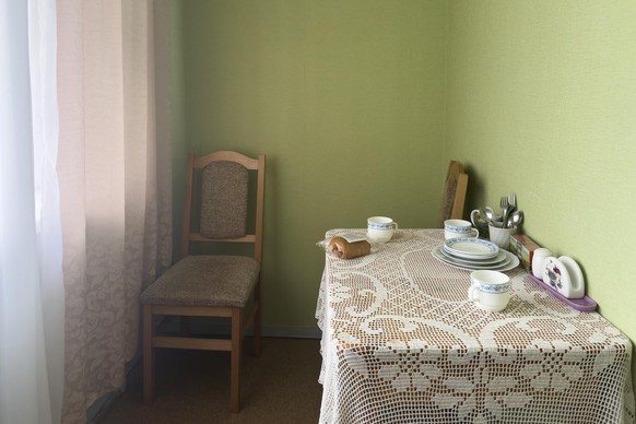 La cuisine de ma luxueuse chambre d'hôtel à Tchernobyl.