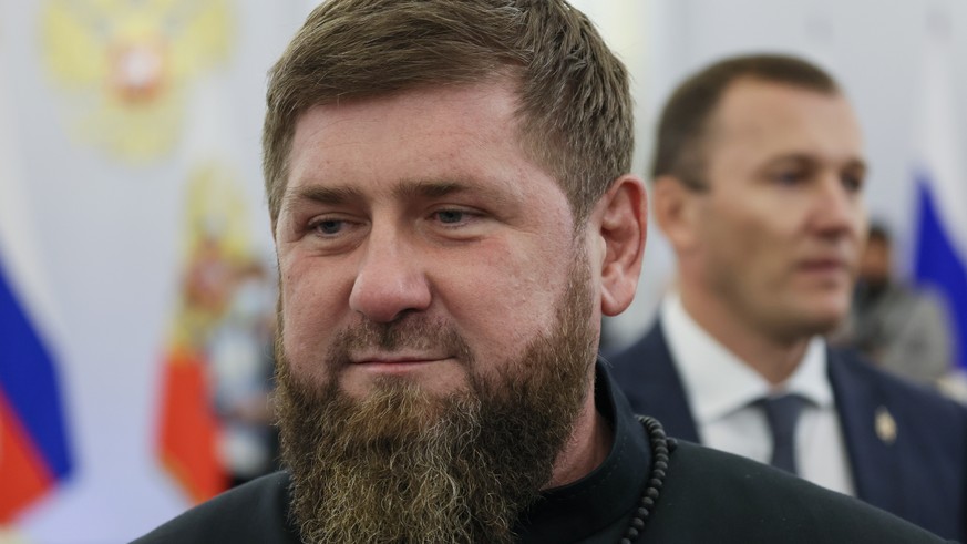 Chechnya&#039;s regional leader Ramzan Kadyrov arrives to attend a ceremony to sign the treaties for four regions of Ukraine to join Russia, at the Kremlin in Moscow, Friday, Sept. 30, 2022. The signi ...