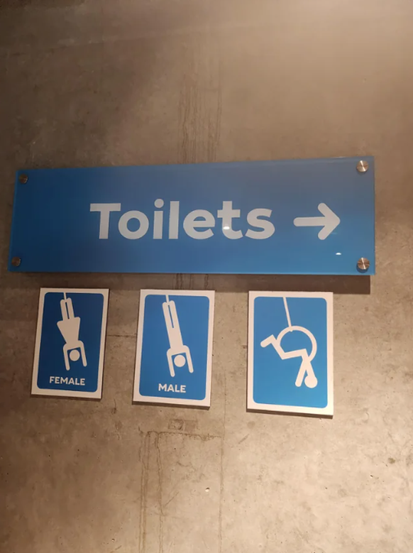 Lustiges Toiletten-Schild