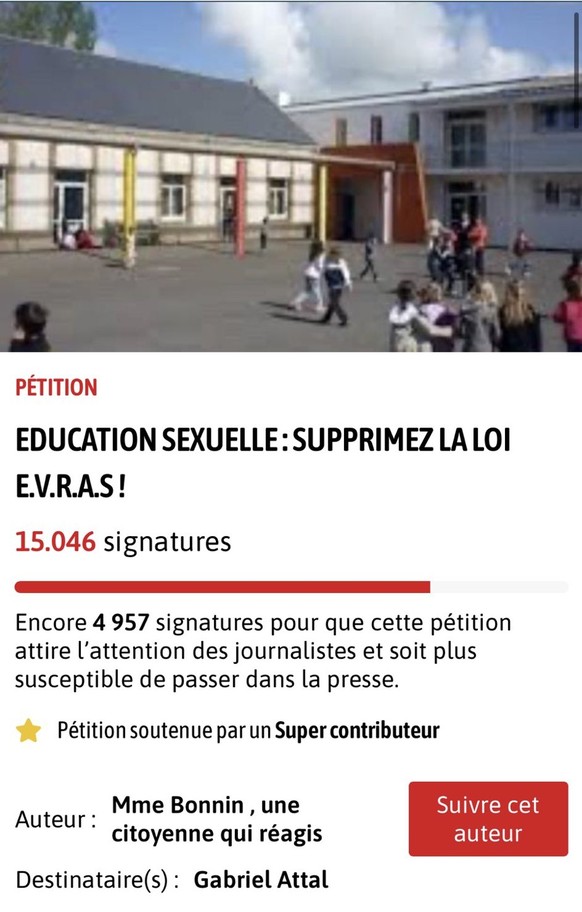Une capture d'écran de la pétition, lorsque celle-ci était adressée au ministre français.