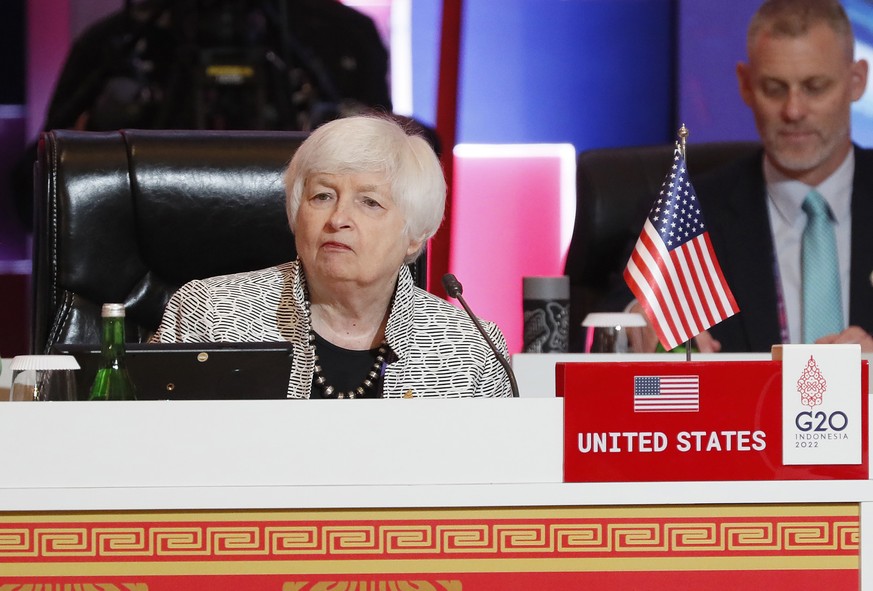 La ministre américaine de l'économie, Janet Yellen, lors du sommet du G20, actuellement en Indonésie.