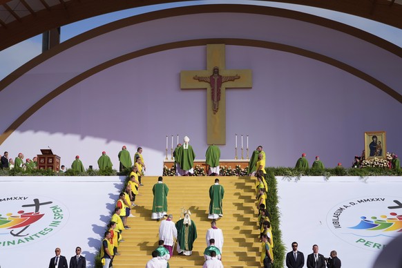 Pope Leo XIV holds a Mass with young people participating in the Youths Jubilee at the Tor Vergata field in Rome, Sunday, Aug. 3, 2025. (AP Photo/Gregorio Borgia)
Italy Pope Youths Jubilee