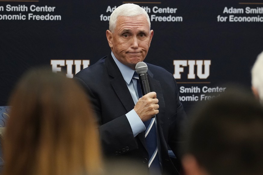 Former Vice-President Mike Pence said he takes &quot;full responsibility&quot; after classified documents were found at his Indiana home while speaking at Florida International University, Friday, Jan ...