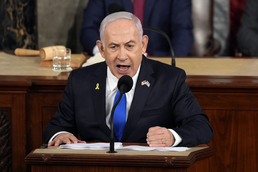 FILE - Israeli Prime Minister Benjamin Netanyahu speaks to a joint meeting of Congress at the Capitol in Washington, July 24, 2024. (AP Photo/Julia Nikhinson, File)
US Israel Netanyahu