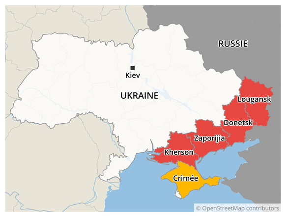 Les rÃ©gions annexÃ©es par la Russie en Ukraine.