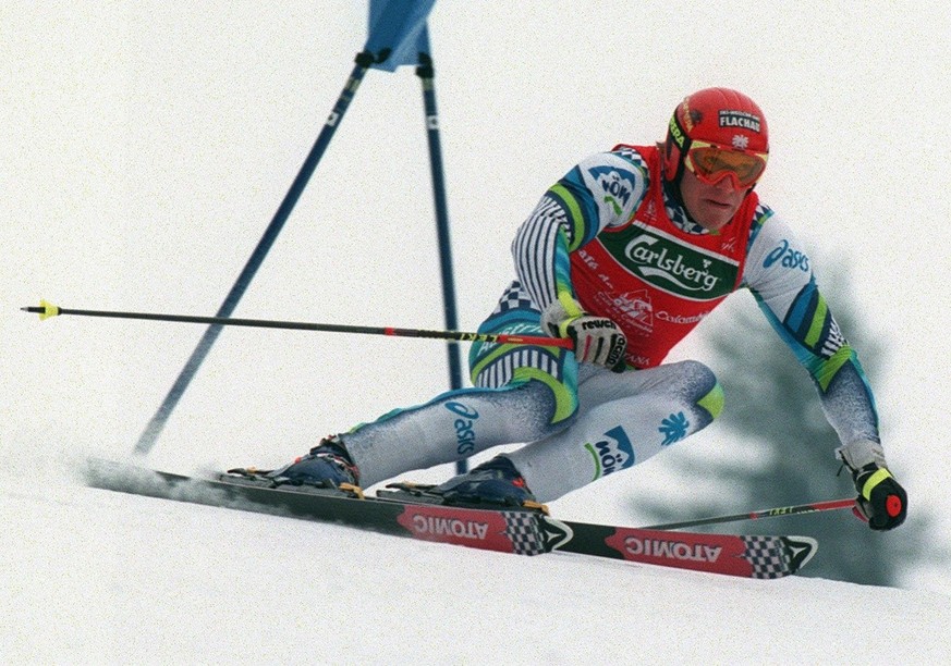 Hermann Maier lors du géant de Crans-Montana en 1998.