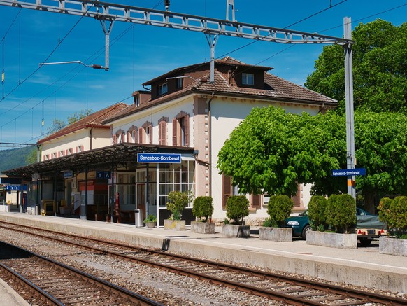 La gare de Sonceboz-Sombeval.