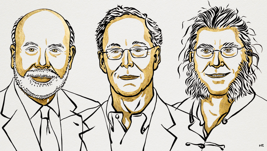 Les trois hommes qui ont remporté le prix Nobel d&#039;économie.