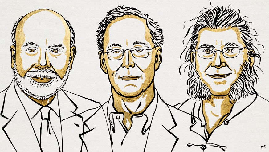 Les trois hommes qui ont remporté le prix Nobel d&#039;économie.