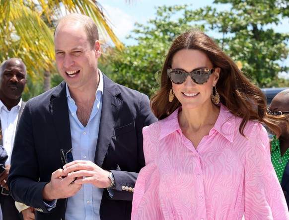 GREAT ABACO, BAHAMAS - MARCH 26: Catherine, Duchess of Cambridge and Prince William, Duke of Cambridge visit a Fish Fry – a quintessentially Bahamian culinary gathering place which is found on every i ...