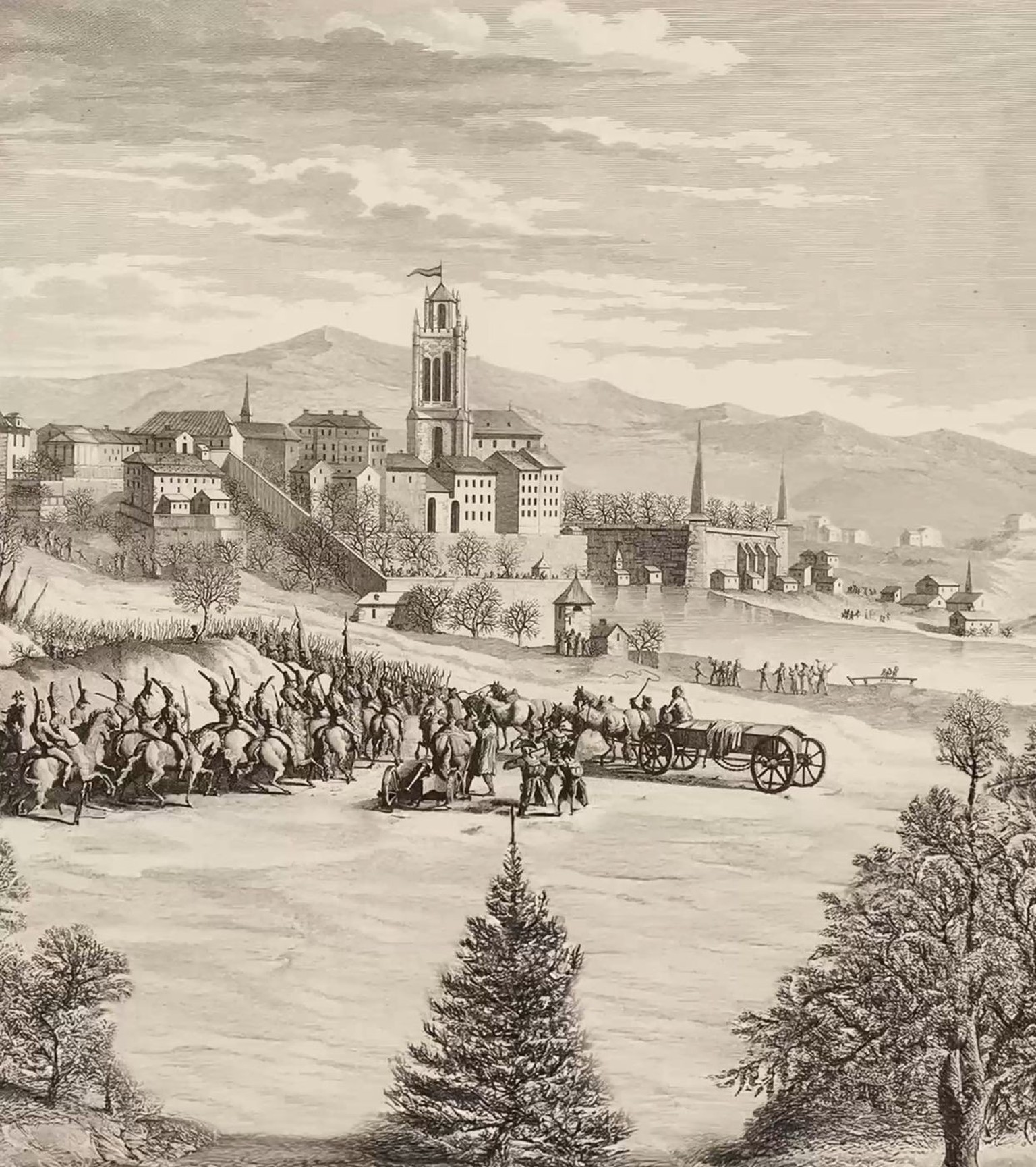 Entrée des troupes françaises en ville de Berne. Gravure d’Abraham Girardet. Animation de Klaas Kaat.
https://commons.wikimedia.org/wiki/File:Entr%C3%A9e_Triomphante_des_Fran%C3%A7ais_dans_Berne,_le_2 ...