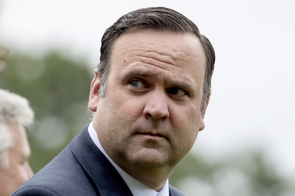 FILE - White House Social Media Director Dan Scavino walks across the South Lawn of the White House to board Marine One in Washington, Oct. 3, 2019, to join President Donald Trump for a short trip to  ...