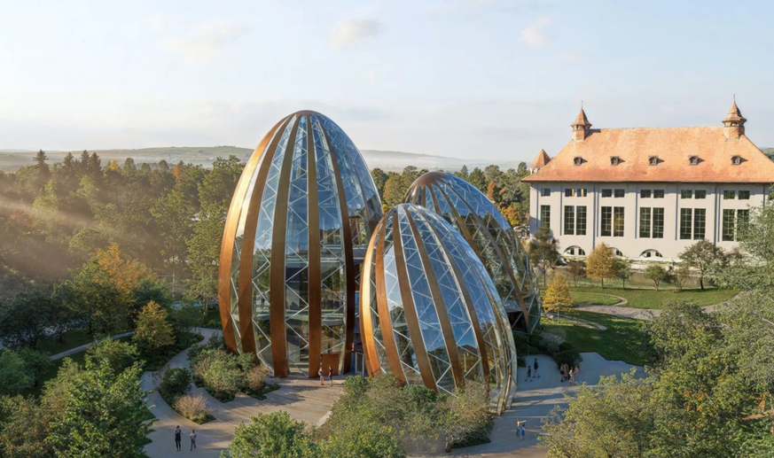 Visualisierung des neuen Schoggi-Parks, der ab 2030 Besucherinnen und Besucher am Cailler-Hauptsitz in Broc FR empfangen soll. Kostenpunkt des Projekts, das von lokalen Investoren finanziert wird: 400 ...