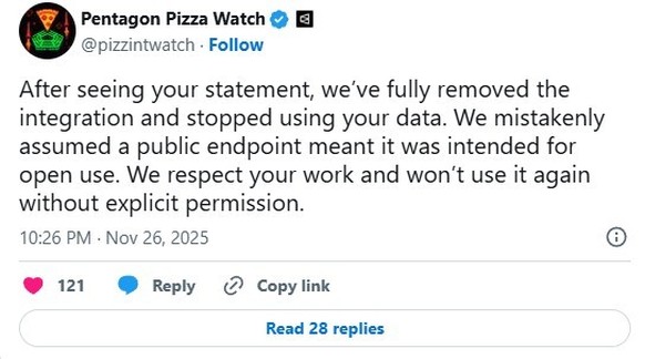 Après avoir pris connaissance de votre déclaration, nous avons complètement supprimé l&#039;intégration et cessé d&#039;utiliser vos données. Nous avons supposé à tort qu&#039;un point de terminaison  ...