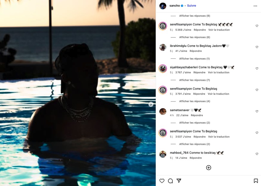Dans la marge, les innombrables commentaires des fans de Besiktas incitant l'Anglais à signer dans leur club.