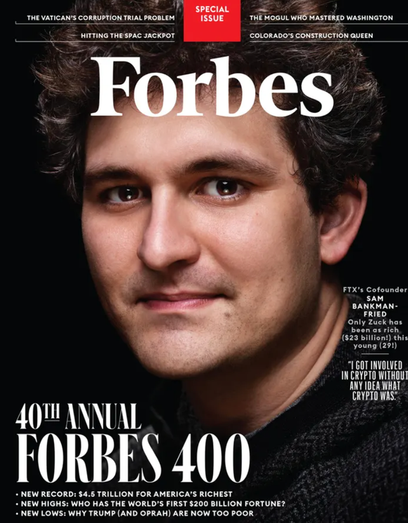 La couverture de Forbes avec Sam Bankman-Fried.