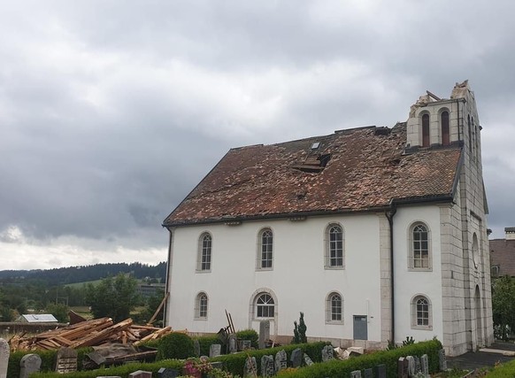 La Chaux-de-Fonds: tempête du 24 juillet 2023, le Temple des Eplatures.