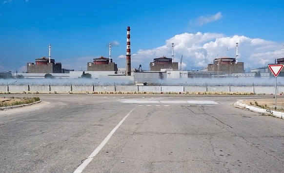 FILE - In this handout photo taken from video and released by Russian Defense Ministry Press Service on Aug. 7, 2022, a general view of the Zaporizhzhia Nuclear Power Station in territory under Russia ...