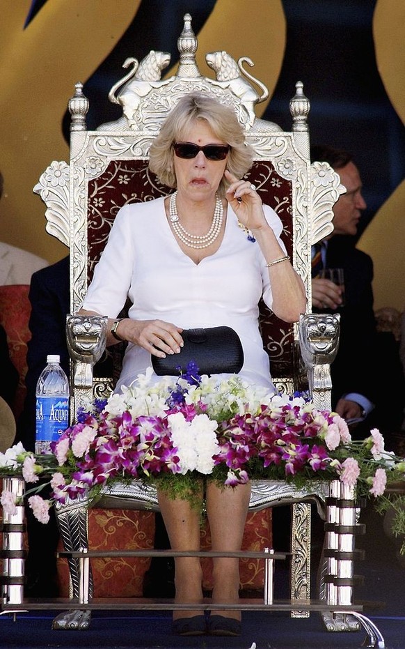 JAIPUR, INDIA - MARCH 30: HRH Camilla, Duchess of Cornwall attends the state day parade on the eleventh day of their 12 day official tour visiting Egypt, Saudi Arabia and India, on March 30, 2006 in J ...