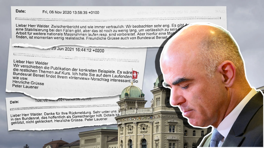 La «Schweiz am Wochenende» a publié des captures d&#039;écrans des échanges entre Peter Lauener, bras droit d&#039;Alain Berset, et Marc Walder, patron de Ringier (dont Blick).